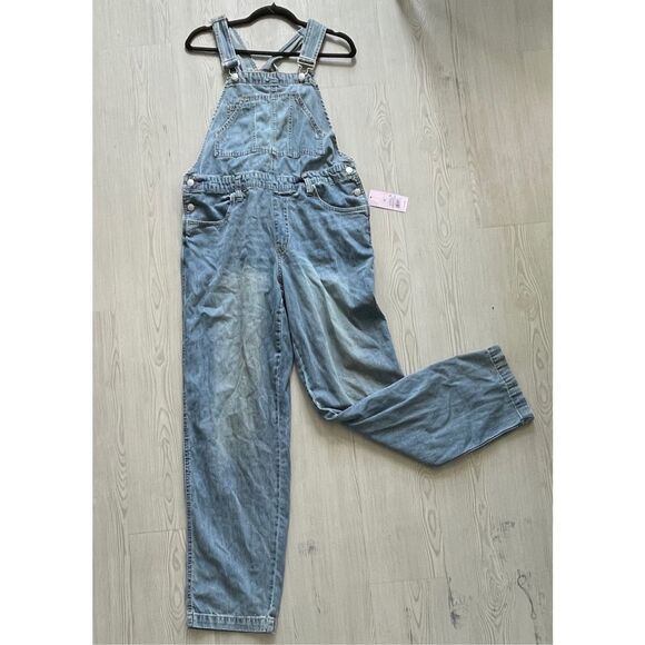 Wild Fable Denim Overalls Womens M Blue Distressed Vintage 90s Y2K Grunge Casual - Picture 1 of 9
